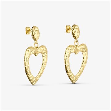 WOLFF JEWELRY RUSTIC HEART HOOPS – ROMANTISKE ØRERINGE I HJERTEFORM - 1202